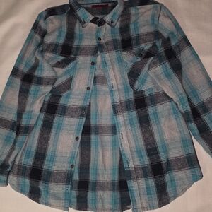 Plaid Kids Shirt in Blue and Black